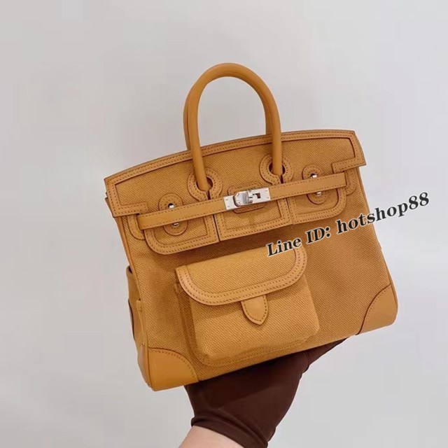 Hermes專櫃經典款手提女包 愛馬仕birkin25芝麻色2s Cargo包 ttd1105